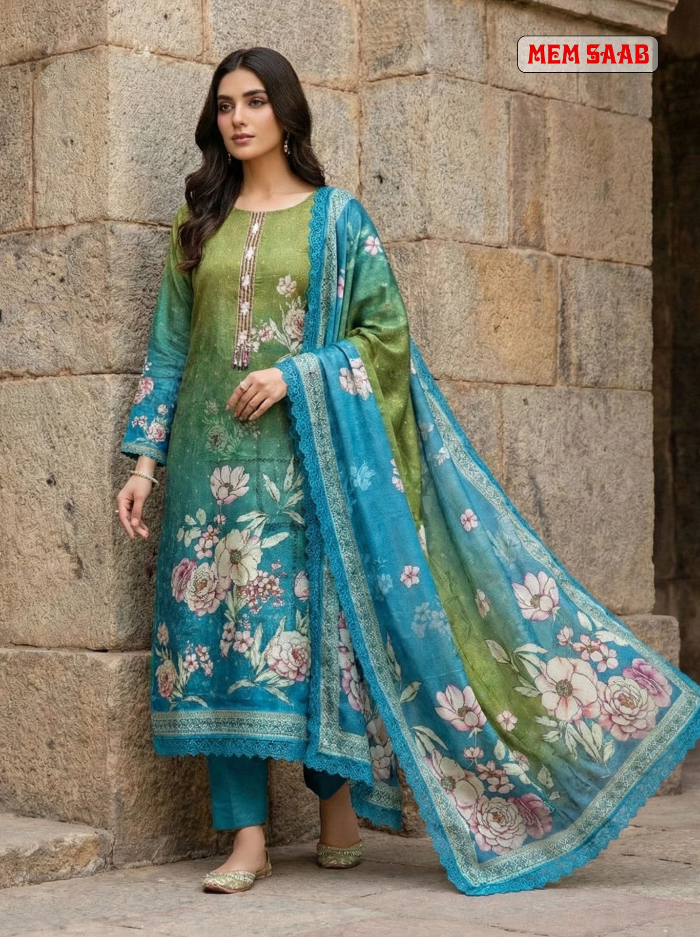 Emerald Flora Kurta